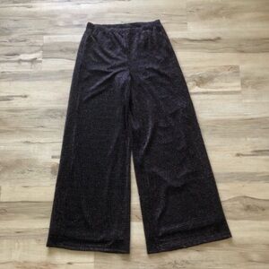 Nina Leonard Black with Rainbow Metallic Thread Wide Leg Pants